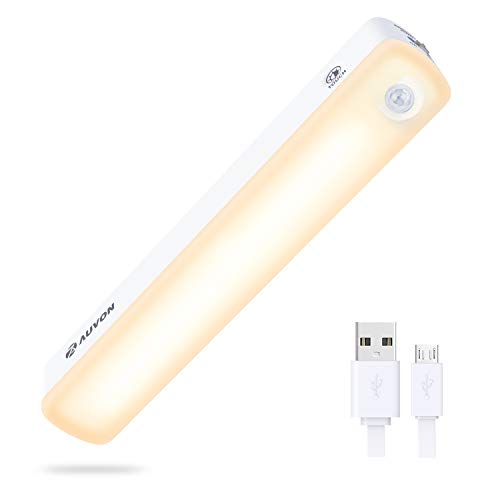 AUVON Rechargeable Under Cabinet Light (2lm to 260lm), Super Bright Dimmable LED Closet Lighting with Inclined Motion Sensor and 2 Sensor Modes for Kitchen Cupboard, Wardrobe, Hallway and More