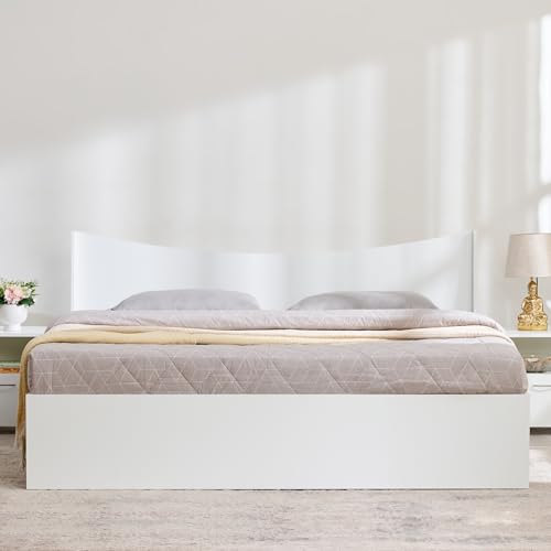 Image of Home Centre Helios Alton Queen Bed |Engineered Wood Queen Bed| (White) |1 Year Warranty