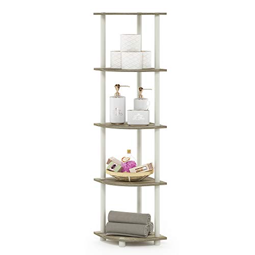 image for Furinno TURN-N-TUBE Corner Shelf, 5-Tier Corner Bookshelf, Open Storag