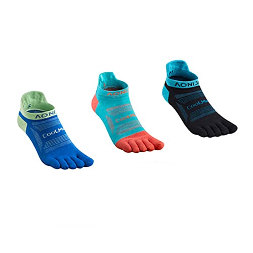 Win.Deeper 3 paar sportsokken S/M/L vijfvingerteen sokken running anti-blister, zweetafvoerend, sneldrogend, ademende sportsokken voor mannen en vrouwen (Low Cut /3 Pairs -M (EU 39-42))