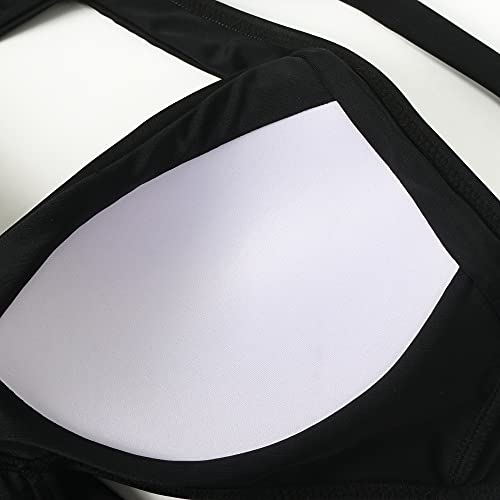 RXRXCOCO Women Front Cross CutOut One Piece Swimsuit Tummy Control High Waisted Monokini Bathing Suit3