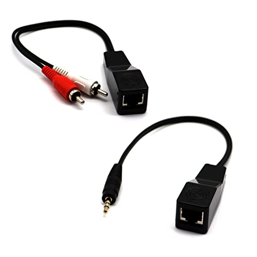 Cable de señal de audio blanco rojo RJ45 a 2RCA y 3.5mm para solucionar largas distancias