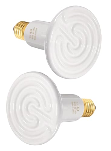 WUHOSTAM 100W 2 Pack Ceramic Heat Lamp,White Dimmable Infrared Bulb No Light Emitter Lamp Infrared Ceramic Heat Lamp Bulb for Pet Coop Heater Reptile Chicken Lizard Turtle Brooder Bulb, ETL Listed