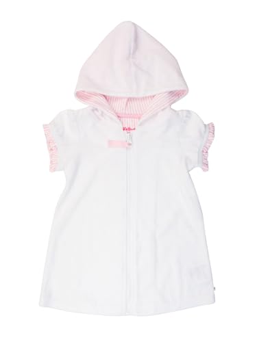 Image of RuffleButts Girls Terry Knit Full-zip Swim Cover-up - Swim Cover-Up | 100% Cotton, Lightweight Fabric, Solid Pattern, Casual Chic Style, For Toddlers And Kids, Beach And Pool Wear