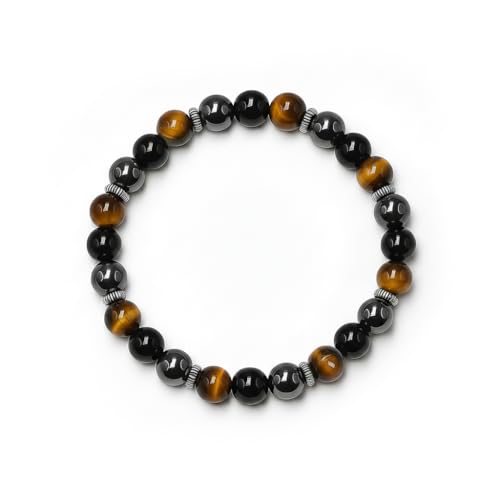Kartini Studio Extra Strength Energy Protection Bracelet, Tiger's Eye, Hematite, Black Obsidian, and Sterling Silver Prosperity Bracelet
