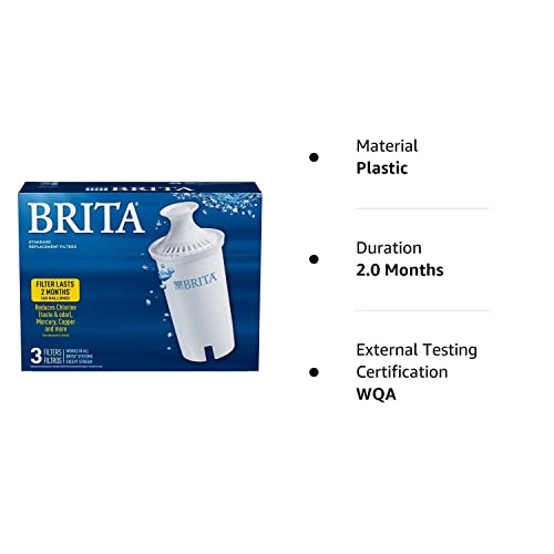 Brita Standard Water Filter, Standard Replacement Filters For Pitchers And Dispensers, Bpa Free - 3 Count #TOP2