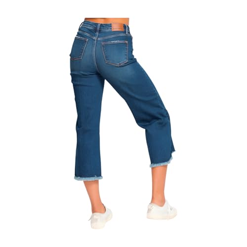 Judy Blue High Rise Button Fly Wide Leg Crop Jeans- Ivory Gem2