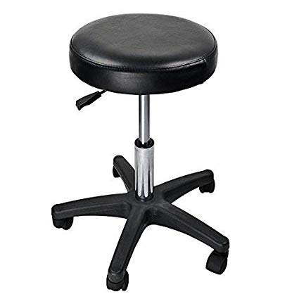 HomGarden Modern Black Height Adjustable Salon Stool Hydraulic Rolling Swivel Medical Spa Tattoo Massage Office Work Kitchen Drafting Stool Chair with Standard Cushion, PU Leather Seat