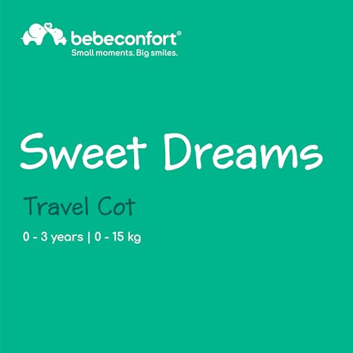 Image of Bebeconfort Sweet Dreams Baby Travel Cot, 0-3 Years (0-15 kg), Lightweight Travel Cot for Babies, Large Padded Mattress, Side Window, Easy Compact Foldable, with Travel Bag, Mineral Grey