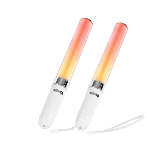 HOHUIGO LED Glow Sticks Multicolor 2 Pack, 18 Dynamic Colors, Auto/Manual Modes, Battery Powered for Concerts, Brithday, Raves, Parking Guides,Emergencies
