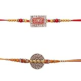 AYUSHNAIK Juego de 2 pulseras Rakhi de diseñador elegante para hermano Raksha Bandhan hechas a mano para pulsera Bhaiya Bhabhi Rakhi, diseñador indio último Rakhi para hermano Rakhee Thread, Medium,