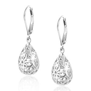 925 Sterling Silver 14K Gold French Style Leverback Earrings, Heart Dangle Drop Earrings for Women Hypoallergenic Jewelry Gifts
