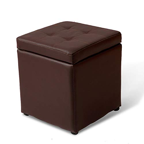 Pouf cube de rangement marron idéal pour un salon ordonné