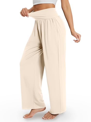 Image of Gracyoga Wide Leg Yoga Pants for Women Casual Loose Cozy Sweatpants High Waisted Lounge Pajama Flowy Pants With Pockets