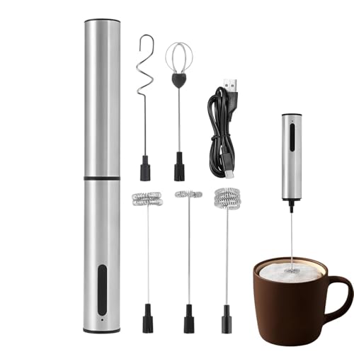 Espumador De Leche De Mano - Espumador De Café Eléctrico De Mano, Batidor De Varilla De Café De Acero Inoxidable De 3 Velocidades | Batidora Portátil Para Hacer Espuma Para Leche, Con, Capu