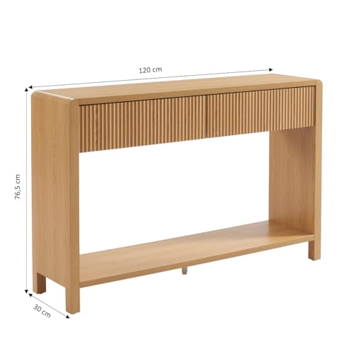 Console Utica 120cm effet chêne 2 tiroirs BAÏTA