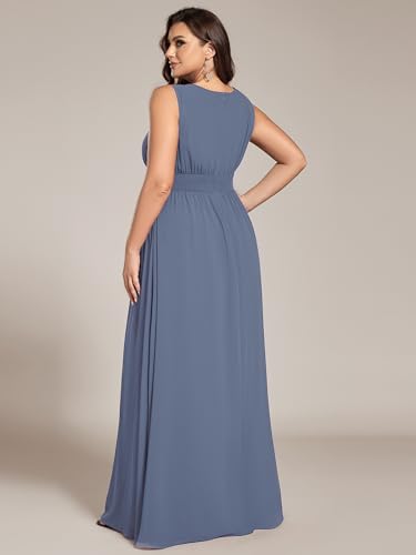Image of Ever-Pretty Plus Women's Round Neck Sleeveless Empire Waist Maxi Plus Size Formal Gowns Bridesmaid Dresses