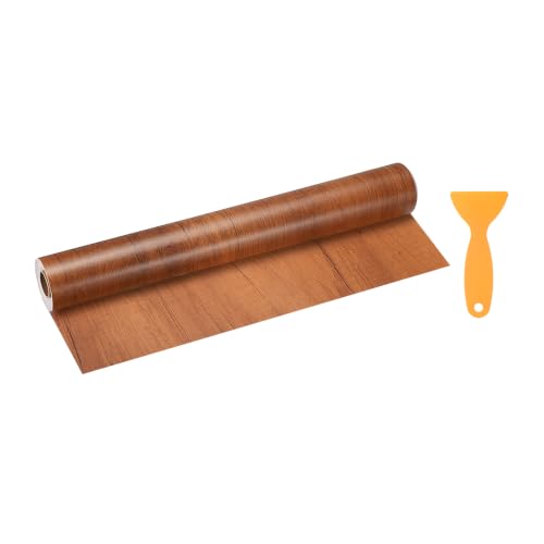 Image of HARFINGTON Wood Grain Repair Tape 15.7 Inch x 33ft Self Adhesive Repair Patch Tape Simulated Wooden Floor Tapes with Plastic Scraper for Tables Doors Windows Furniture, Dark Brown Wood