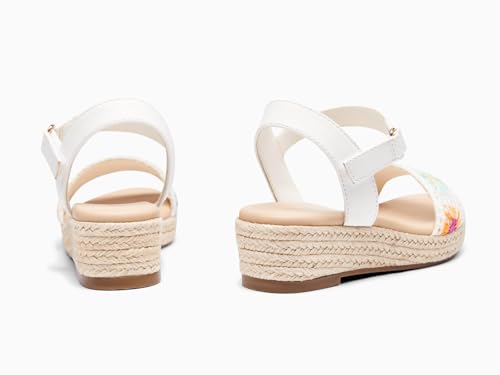Coutgo Girls Espadrilles Sandals Platform Wedge Heels Open Toe Ankle Strap Boho Summer Dress Shoes White by Coutgo - Used condition - Image 4