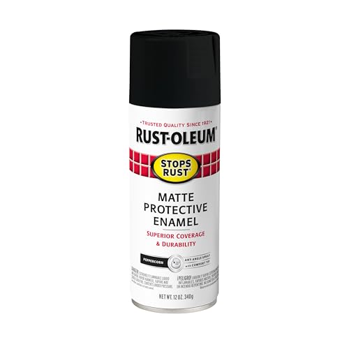 Image of Rust-Oleum 369178 Stops Rust Spray Paint, 12 oz, Matte Peppercorn