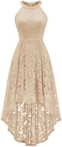 Dressystar Women Halter Lace Wedding Guest Dress Hi-Lo Cocktail P...