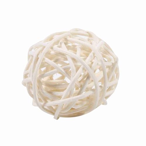 OEBUAFI Palla in Rattan, 20 Palline Decorative in Vimini con Look Artigianale per Decorazioni per Matrimoni, Feste di Compleanno e Oggetti Fotografici (WHITE)