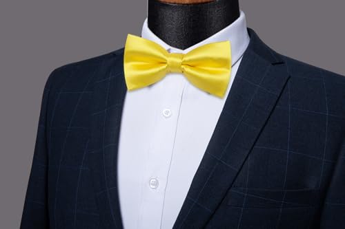 Image of YourTies Bow Ties for Men Pretied Bowties Solid Color Satin Bow Tie Formal Business Tuxedo Wedding Party Prom