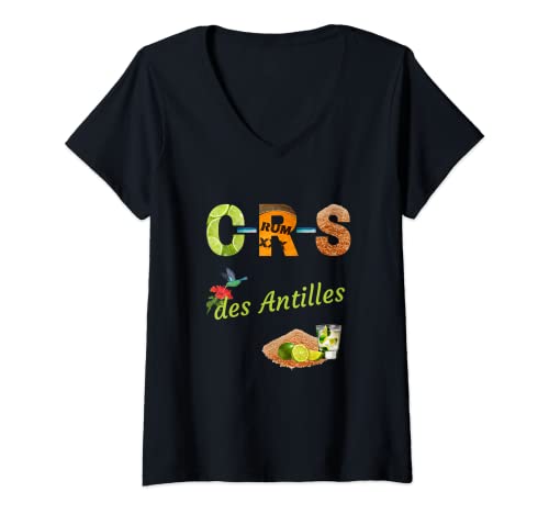 Femme CRS des Antilles Citron Rhum Sucre Humour Alcool Apero Rhum T-Shirt avec Col en V Cover