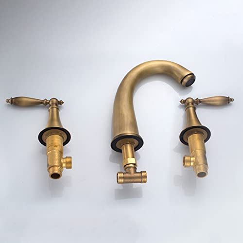Mitigeur de lavabo à double levier chic au design antique trois trous de qualité - 4