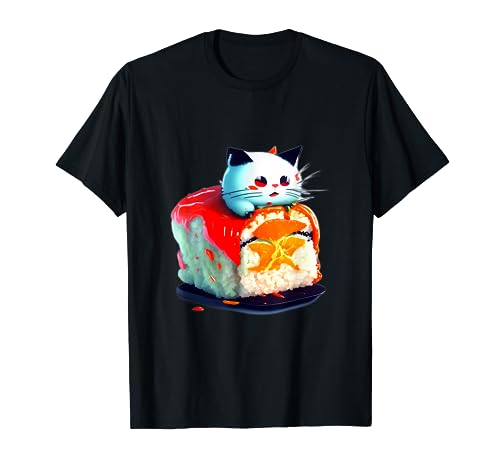 Mignon Sushi Cat Kawaii Anime Neko Roll Persan Japonais T-Shirt