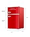 KUPPET Retro Mini Refrigerator 2-Door Compact Refrigerator for Dorm, Garage, Camper, Basement or Office, 3.2 Cu.Ft (Red)
