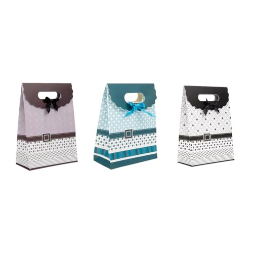 Wedding Christmas Birthday Shopping Party Resealable Paper Gift Bags,6 pcs 3 Styles 2 Sizes