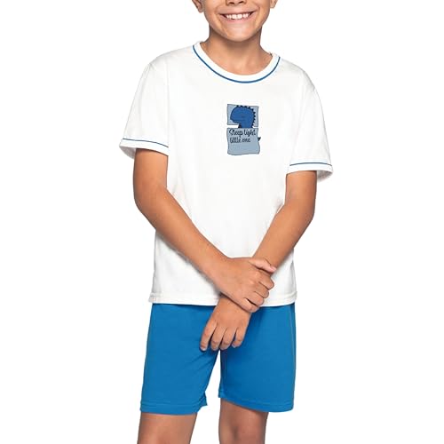 LUPO Pijama 100% Algodão Infantil Manga Curta Dino Sleep Divertido Menino Kids, Branco, 8