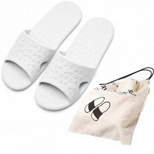 Image of Anmerl Travel Slippers for Women and Men, Portable Foldable Slippers with Cotton Storage Bag, Soft Comfy Non-Slip Quick Dry House Bathroom Shower Shoes Spa Gym Swimming Beach Sandals