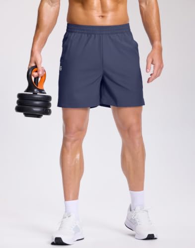 Image of GGJ Men's Lightweight Athletic Shorts with 2 Zipper Pockets 7 inch /9 inch /5 inch Gym Workout Running Quick Dry Tennis Shorts for Men