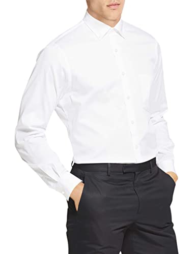 Van Heusen Men's Dress Shirt Regular Fit Flex Collar Stretch Solid, White, 18.5" Neck 34"-35" Sleeve