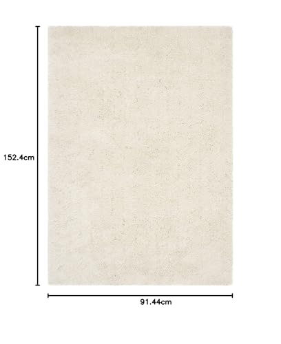 Image of Urban Modern Decor Features 3x5 Feet Modern Soft Shaggy Carpet Thick, Fluffy & 2 inch Pile Shag Rug for Your Kids Room, Bedroom & Livingroom(3x5 feet, Ivory Plain)