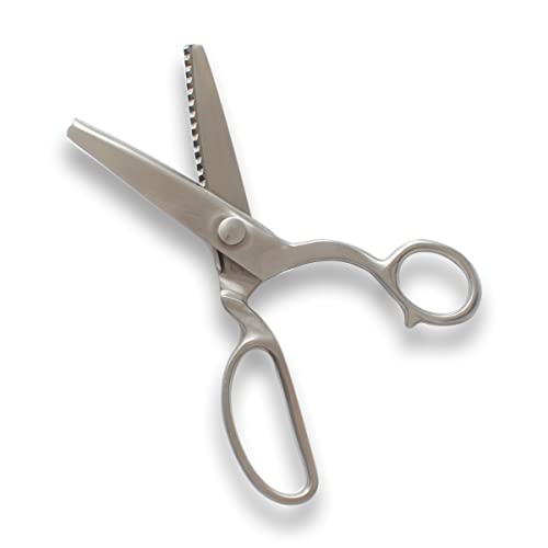 YJSStriving All Stainless Steel Pinking Shears Scissors for Fabric Heavy Duty Serrated Pinking Shears Decorative Edge Zig Zag Cut Scissors 8 Inch by YJSStriving - Used condition - US$20.84