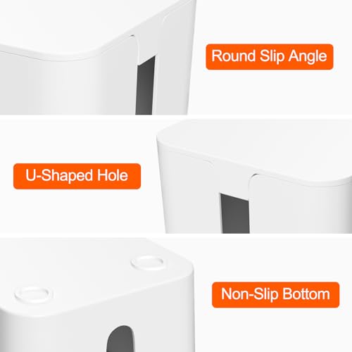 Relota 2 Stück kabelbox, kabelmanagement Box mit Deckel, Kabel Organizer Box, Kabel Box aufbewahrung, Cable Management Box, steckdosen Box zum Verstecken, steckdosenleiste Box, Medium und Klein, weiß