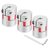 QUARKZMAN 3Stk D20 L25 5mm bis 8mm Flexible Pflaumen Wellen Kupplung Aluminium Motor Anschluss Flexible Spider Kupplung für 3D Drucker CNC Maschine und Servo Schrittmotor (Silber Farbe/Rot)