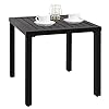 PHI VILLA Indoor Outdoor Small Metal Square SideEnd Table Patio Coffee Bistro Table Black