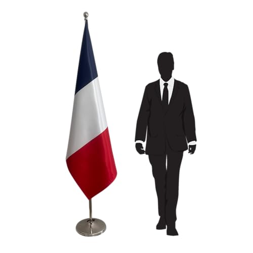 Bandiera Francia con asta e base. Bandiera francese per ufficio. Base ca. 3kg. Bandiera in raso. Qualità PREMIUM ! Codice CN2-FR