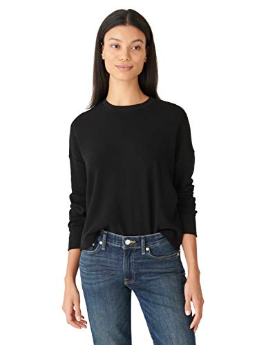 Lucky Brand Women's Long Sleeve Crew Neck Cloud Fleece Sweatshirt, Lucky Black, L
