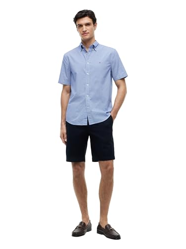 Image of Tommy Hilfiger Men's Short Sleeve Poplin Shirts in Regular Fit, Men's Button Down Shirts