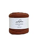 AMORINO FIOS T-Shirt Yarn Premium for Crochet & Knitting, 3.6cm Thick, Polyester Yarn, Knotless, Macrame (Ganache)