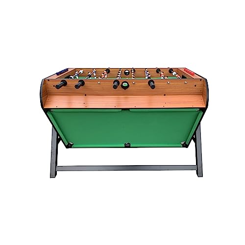 KICK Triplex 55″ Telescopic Rods 3-in-1 Swivel Multi Game Table (Brown) - Combo Game Table Set - Billiards, Air-Hockey and a Foosball for Home, Game Room, Friends and Family!