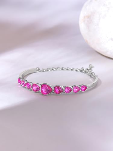 Yellow Chimes Bracelet for Women and Girls | Fashion Multicolor Crystal Bracelets for Women and Girls | Heart Shaped Silver Toned Bracelet | Birthday Gift for Girls and Women