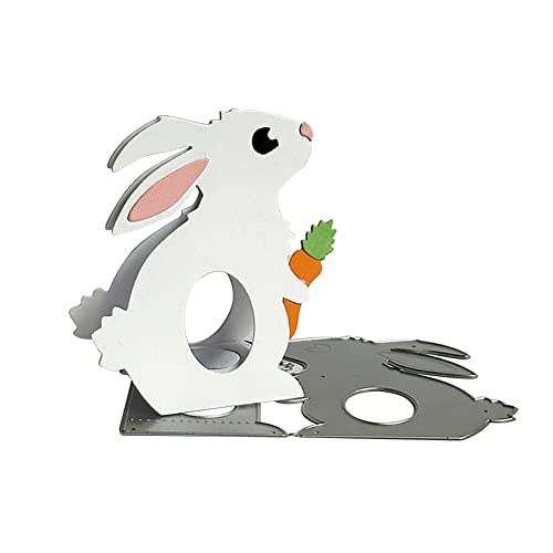 Fustelle Taglio Uovo Di Pasqua E Coniglio - Stampo In Acciaio Per Scrapbook E Biglietti Fai Da Te, 6,2x6,2 Cm, Argento