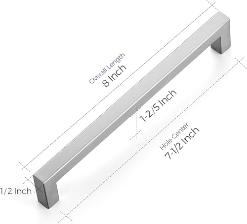Ravinte 10 Pack Stainless Steel Kitchen Cabinet Handles Brushed Nickel Cabinet Pulls Kitchen Drawer Handles Sleek Dresser Drawer Pulls with 7-1/2 inch Hole Center Satin Nickel Cabinet Hardware by Ravinte - Image 3