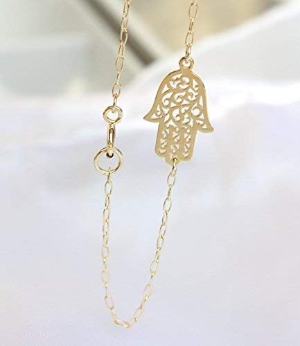 JULJEWELRY 14K Gold Filled Hamsa charm bracelet Hamsa Hand Of God Gold or silver Bracelet 5"-7.5" Chain Bracelets for Women
